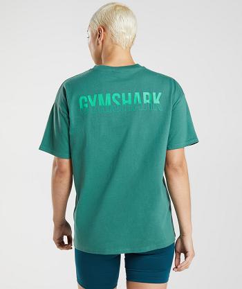 T Shirts Gymshark Fraction Oversized Mujer Verde | CO 2251OKI